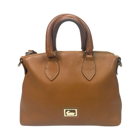 Vintage Dooney & Bourke Brown Pebbled Leather Satchel Crossbody - 9.5”x8”x3.5” - Picture 2 of 16